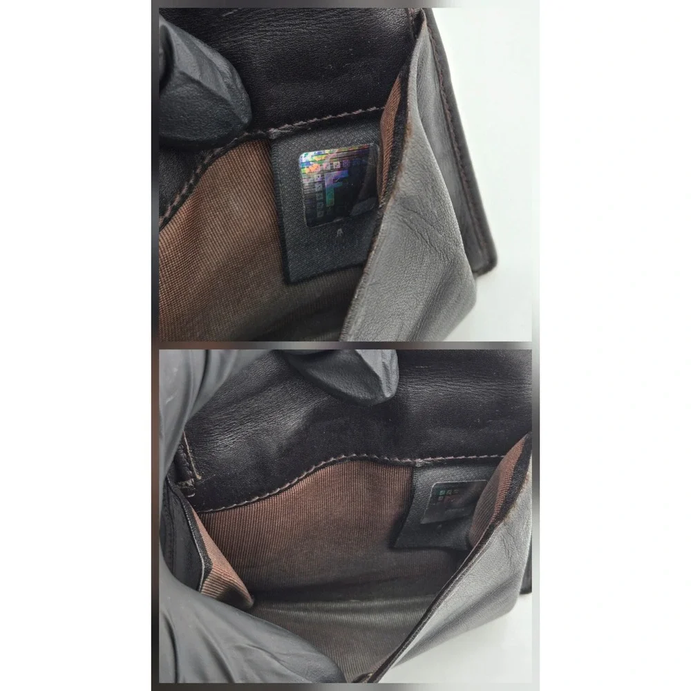Fendi Zucca Canvas Bifold Wallet Brown Leather Monogram FF Logo Mens Accessory